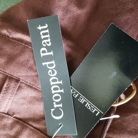 Leslie Fay Linen Crop Pants Wide Leg Belt Summer Womens 14 - Picture 6 of 8